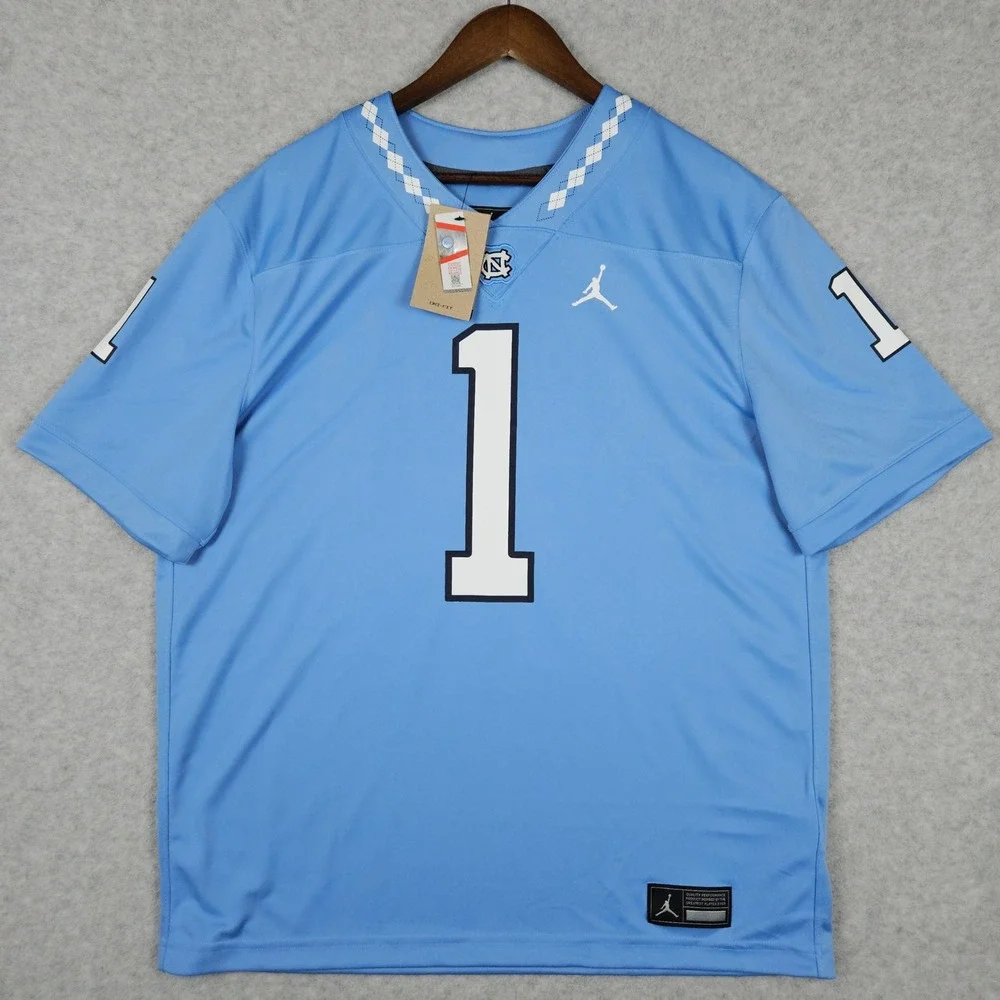 Jordan #1 (Men's Large) Blue UNC Tar Heels Jersey Football Argyle NCAA Dri-Fit